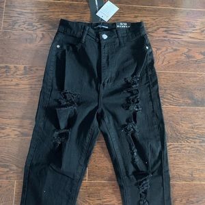 Fashion Nova Black Ripped Jeans